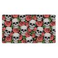 Balery Skull And Roses Mouse Pad 15.8x29.5 In Large Gaming Mouse Pad Desk Mat Long Non-Slip Rubber Stitched Edges Waterproof Mousepad Desk Mat For Gamer Office Home