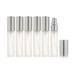 Enslz 6 pcs Frosted Fine Mist 10ml1/3oz Atomizer Glass Bottle Vial Spray Refillable Fragrance Perfume Empty Scent Bottle 2 pcs 3ML Free Pipette (10ml Silver)