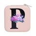 Huarll Cosmetic Bag Wash Pouch Personalized Women s Jewelry Box Travel Jewelry Box English Alphabet Flower Jewelry Makeup Bag Gifts for Women Gifts for Friends