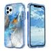 Casetego for iPhone 15 Pro Case 6.1 Shiny Bling Marble Full Body Protective Support Wireless Charing Bumper Rugged Anti-Scratch Hybrid Rubber Case Cover Blue