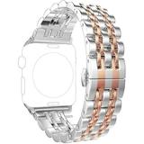 PUGO TOP Band Replacement for apple watch 41mm Series 7 40mm Series 6 5 4 SE 38mm Sereis 3 2 1 iWatch iPhone Watch Band Stainless Steel Metal 2 Tones for Women Men (38/40mm/41mm Silver/Rose Gold)