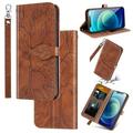 Samsung S21 Case Galaxy S21 Wallet Case Magnetic Closure Embossed Tree Premium PU Leather [Kickstand] [Card Slots] [Wrist Strap] Phone Cover For Samsung Galaxy S21 Brown