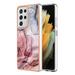 Designed for Samsung Galaxy S21 Ultra Marble Case Ultra Thin Girls Women Plating Marble Designed Flexible Soft TPU IMD Marble Protective Case Cover for Samsung Galaxy S21 Ultra - Rose