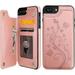 Vaburs iPhone 7 Plus iPhone 8 Plus Case Wallet with Card Holder Embossed Butterfly Premium PU Leather Double Magnetic Buttons Flip Shockproof Cover for iPhone 7/8 Plus Case (Rose Gold)