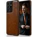 LOHASIC for Galaxy S21 Ultra Case 5G Premium Luxury Leather Business Slim Fit Style Classic Full Body Protective Cover Phone Men Cases for Samsung Galaxy S21 Ultra 6.8 Inch - Brown