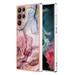 Designed for Samsung Galaxy S23 Ultra Marble Case Ultra Thin Girls Women Plating Marble Designed Flexible Soft TPU IMD Marble Protective Case Cover for Samsung Galaxy S23 Ultra - Rose