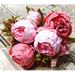 Euro Victorian Peony Rose Mve Blush Peach Colorful Betiful 8 Head Peony Bquet Bush Open Roses Bundle Bridal Handmade Wedding Artificial Silk Flower Floral Home Office Decor ( Fushia)