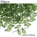 50pcs Green Leaf Shape Acrylic Beads Pendant Loose Bead for DIY Jewelry Making