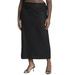 Plus Size Women's Linen Column Skirt by ELOQUII in Black Onyx (Size 16)