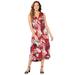 Plus Size Women's Effortless Faux Wrap Dress by Catherines in Red Floral Palms (Size 3X)