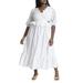 Plus Size Women's Ruffle Eyelet Maxi Dress by ELOQUII in Pearl (Size 14)