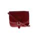 Vera Pelle Leather Crossbody Bag: Pebbled Burgundy Print Bags