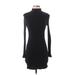 Shein Casual Dress - Bodycon High Neck Long sleeves: Black Solid Dresses - Women's Size 4