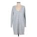 Wilfred Casual Dress - Sweater Dress V Neck Long sleeves: Gray Marled Dresses - Women's Size 2X-Small