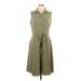 Sharagano Casual Dress - Shirtdress Collared Sleeveless: Green Print Dresses - Women's Size 10