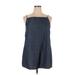 Zara Casual Dress - Mini Square Sleeveless: Blue Print Dresses - Women's Size X-Large