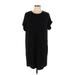 Lou & Grey Casual Dress - Mini Crew Neck Short sleeves: Black Solid Dresses - Women's Size Large