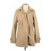 Lands' End Jacket: Mid-Length Tan Print Jackets & Outerwear - Women's Size Small