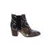 Madewell Ankle Boots: Chelsea Boots Chunky Heel Casual Brown Snake Print Shoes - Women's Size 7 - Almond Toe