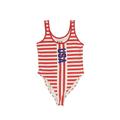 Isaac Morris Limited One Piece Swimsuit: Red Print Swimwear - Women's Size Small