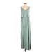 Zara Basic Casual Dress V-Neck Sleeveless: Green Solid Dresses - New - Women's Size X-Small