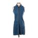Hope & Harlow Casual Dress - Shirtdress High Neck Sleeveless: Blue Solid Dresses - Women's Size P