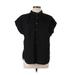 Gap Short Sleeve Button Down Shirt: Black Polka Dots Tops - Women's Size Large Petite