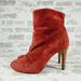 Free People Shoes | Free People Fairfax Red Suede Stiletto High Heel Side Zip Ankle Boots X223 | Color: Orange/Red | Size: 9