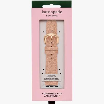 Kate Spade Jewelry | Kate Spade Rose Gold Glitter Leather Band For Apple Or Galaxy Watch - Nib | Color: Gold | Size: Os