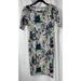 Lularoe Dresses | 50% Off Lularoe Julia Dress Floral Abstract Pattern Blue Bodycon Short Sleeve | Color: Blue/Gray | Size: Xxs