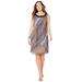 Plus Size Women's Tulip Overlay Dress by Catherines in Coffee Bean Geo Animal (Size 1X)
