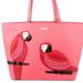 Kate Spade Bags | Kate Spade Talk The Talk Leather Parrot Pink Black Red Tote Bag Tropical Tote | Color: Pink/Red | Size: Os