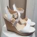 Jessica Simpson Shoes | Jessica Simpson Strappy Buckle Wedge Sandals Sz 7.5 | Color: White | Size: 7.5