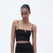 Zara Tops | Nwt Zara Bandau Top With V Cut On Front In Black Size L | Color: Black | Size: L