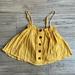 American Eagle Outfitters Tops | American Eagle Outfitters Cropped Flowy Spaghetti Strap Tank Top Gold/Yellow Sm | Color: Gold/Yellow | Size: S