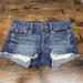 American Eagle Outfitters Shorts | American Eagle Women’s Denim Lace Shorts Aeo Size 0 Pockets Frayed Raw Leg Hem | Color: Blue | Size: 0