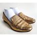 J. Crew Shoes | J.Crew Us 7 Charlie Penny Loafers In Metallic Crackled Gold Leather Euc Italy | Color: Gold | Size: 7
