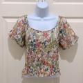 Anthropologie Tops | Anthropologie Aurelia Floral Smocked Puff Sleeve Top | Color: Green/Pink | Size: Xs