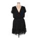 MICHAEL Michael Kors Casual Dress - Mini V Neck Short sleeves: Black Polka Dots Dresses - Women's Size X-Large
