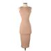 PrettyLittleThing Casual Dress - Midi Crew Neck Sleeveless: Tan Solid Dresses - Women's Size 4