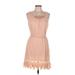 Esley Casual Dress - Mini Scoop Neck Sleeveless: Tan Solid Dresses - Women's Size Medium