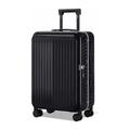 Carry On Luggage Luggage Pc (Polycarbonate) Luggage Suitcase Removable Side Pocket Trolley Luggage Front Opening Luggage Zipper Luggage (Black 22 inch)