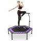 ONETWOFIT 48" Silent Mini Trampoline with Adjustable Handle Bar Fitness Trampoline Bungee Rebounder Jumping Cardio Trainer Workout (Violet)