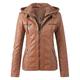 Leather Jacket Imitation Leather Jacket Women Autumn Winter Motorcycle Jacket Bomber Jacket Biker Jacket Women Practice Jacket Fashion Short Tops Coat Casual Jacket (Color : Orange, Size : L)