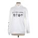 Pullover Hoodie: White Graphic Tops - Women's Size Medium