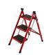 Ladder 2 3 4 Step Heavy Duty Steel Lightweight Folding Ladder With Non-Slip Wide Pedals Safe Home Ladder Multi-Function Ladder (Color : Red, Size : 3 Steps)