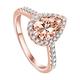 HAODUOO Rose Gold Diamond Rings For Women, Pear Shaped Inlaid Cubic Zirconia Halo Engagement Rings Promise Eternity Ring Wedding Bands Size 5-11 (Color : Rose Gold, Size : 11)