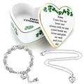 FoldTier 3 Pcs First Communion Gifts for Girls Little Girls Cross Necklace First Communion Bracelet Irish Shamrock Jewelry Keepsake Box Precious Baptism Christening Gifts for Girls, ceramics, alloys,