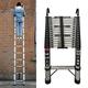 5 m Stainless Steel Telescopic Ladder with 2 Hooks, Sliding Ladder, Extendable Ladder, Multifunctional Ladder, Loft Ladder, 150 kg Load Capacity