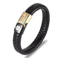 RhanY Emergency Bracelet Medical Alert id Bracelets for Men Leather Medical Alert Bracelets for Women Customizable Engraving Medical Condition Bracelet,Optional Size 7.4"/8.2"/9" (Black＋Gold)
